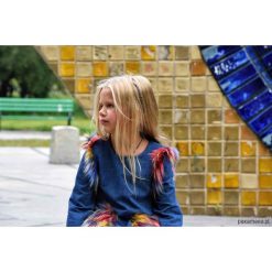 Sukienki dziewczęce: Sukienka z dzianiny dżinsowej z futerkiem