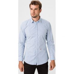 Moschino Koszula Niebieski Biały. Niebieskie koszule męskie MOSCHINO, w paski, z bawełny, bez kołnierzyka, z długim rękawem. Za 850,95 zł.
