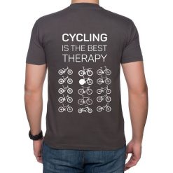 Koszulka T-SHIRT. Cycling is the best therapy. Koszulki męskie studioixi, m, z nadrukiem, bez kołnierzyka. Za 99,00 zł.