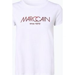 Marc Cain Collections - T-shirt damski, biały. Białe t-shirty damskie Marc Cain Collections, z napisami, eleganckie, bez kołnierzyka. Za 249,95 zł.