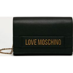 Love Moschino - Torebka. Czarne listonoszki damskie Love Moschino, w paski, ze skóry ekologicznej, na ramię, małe, z aplikacjami. Za 479,90 zł.