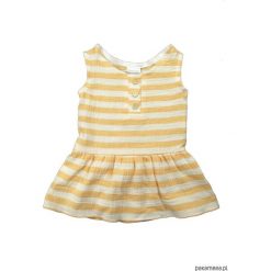 Sukienka muślinowa SUMMER paski ochra. Pomarańczowe sukienki niemowlęce Pakamera, na lato, w paski, z bawełny, bez rękawów. Za 129,00 zł.