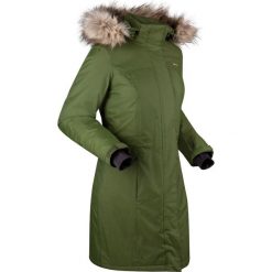 Ciepły płaszcz funkcyjny ze sztucznym futerkiem bonprix ciemny khaki - srebrno-żółty musztardowy. Zielone płaszcze damskie bonprix, s, z futra. Za 299,99 zł.