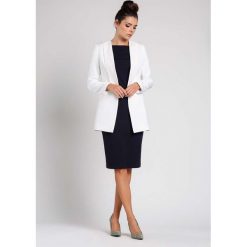 Ecru Elegancka Dłuższa Marynarka bez Zapięcia. Szare marynarki damskie Molly.pl, s, bez wzorów. Za 199,90 zł.