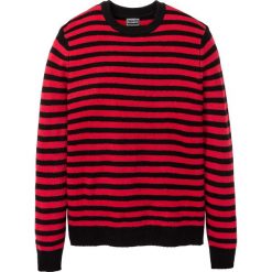 Sweter bonprix czarno-czerwony w paski. Czarne swetry męskie bonprix, s, w paski, bez kołnierzyka, bez kaptura. Za 49,99 zł.