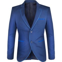 Marynarka męska elegancka niebieska Recea. Niebieskie koszule męskie Recea, m, bez wzorów, z bawełny, eleganckie, bez kołnierzyka, bez rękawów. Za 149,99 zł.