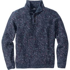 Golfy męskie: Sweter melanżowy ze stójką Regular Fit bonprix ciemnoniebiesko-ciemnoczerwono-biały melanż
