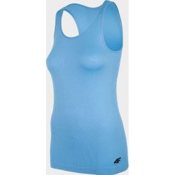 Top damski TSD301 - jasny fiolet. Niebieskie topy damskie 4f, bez wzorów, z dzianiny, bez kołnierzyka. Za 39,99 zł.