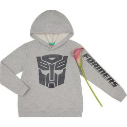 Bluza w kolorze szarym. Szare bluzy niemowlęce Benetton Kids, z nadrukiem, bez rękawów, bez kaptura. W wyprzedaży za 47,95 zł.