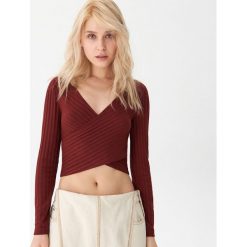 Krótka bluzka - Bordowy. Czerwone bluzki damskie House, s, bez wzorów, bez kołnierzyka, z krótkim rękawem. Za 39,99 zł.