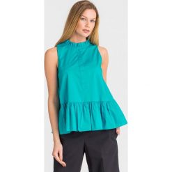BLUZKA TWINSET. Niebieskie bluzki damskie Twinset, bez wzorów, z elastanu, z okrągłym kołnierzem, bez rękawów. Za 398,30 zł.