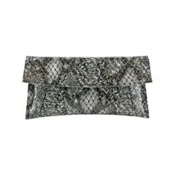 Skórzana kopertówka w kolorze szarym - (S)20 x (W)15 x (G)8 cm. Szare kopertówki damskie Bosccolo, w paski, ze skóry, bez dodatków. W wyprzedaży za 329,95 zł.