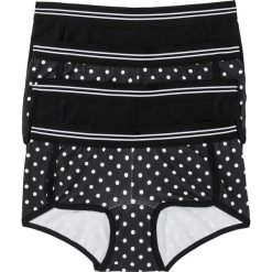 Figi "french" (4 pary) bonprix czarno-biały z nadrukiem. Czarne figi damskie marki bonprix, z nadrukiem. Za 39,96 zł.
