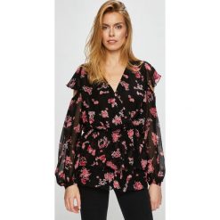 Pinko - Bluzka. Czarne bluzki damskie Pinko, bez wzorów, z poliesteru, z włoskim kołnierzykiem, z długim rękawem. W wyprzedaży za 379,90 zł.