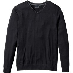 Swetry klasyczne męskie: Sweter z kaszmirem i dekoltem w serek, Regular Fit bonprix czarny