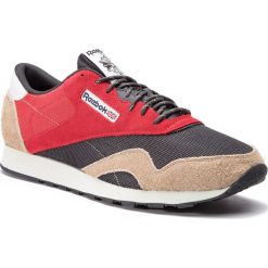 Buty Reebok - Cl Nylon Mu CN7197 Red/Grey/Beige/Polar. Czerwone półbuty męskie Reebok, na co dzień, bez wzorów, ze skóry, eleganckie, bez zapięcia. W wyprzedaży za 219,00 zł.