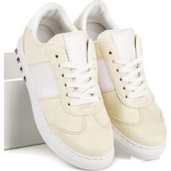 Zamszowe trampki SPORT odcienie żółtego i złota. Żółte buty sportowe damskie marki SPORT, z zamszu. Za 49,90 zł.