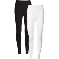 Spodnie damskie: Legginsy ze stretchem (2 pary w opak.) bonprix biały + czarny