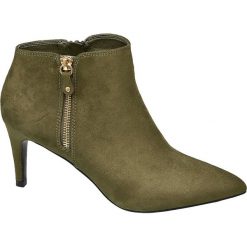 Zielone botki damskie Graceland na szpilce Graceland zielone. Zielone botki damskie Graceland, z materiału, bez obcasa, na obcasie, bez zapięcia. Za 99,90 zł.