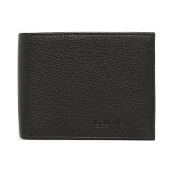 Calvin Klein - Portfel skórzany. Czarne portfele męskie Calvin Klein, bez wzorów, ze skóry. Za 269,90 zł.