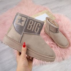 Śniegowce damskie mukluki beżowe Big Star EE274265 - beżowy. Brązowe śniegowce damskie BIG STAR, retro, bez zapięcia. Za 111,99 zł.