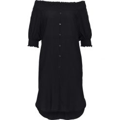 Sukienka "carmen" bonprix czarny. Czarne sukienki damskie bonprix, w paski, bez kołnierzyka, bez rękawów. Za 89,99 zł.