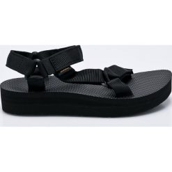 Teva - Sandały. Czarne klapki damskie Teva, bez wzorów, z materiału, bez obcasa, na obcasie. Za 249,90 zł.