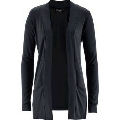 Sweter bez zapięcia bonprix czarny. Czarne swetry damskie marki bonprix, bez wzorów, bez rękawów, bez kaptura. Za 54,99 zł.