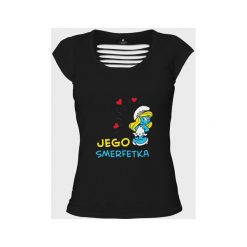 Damska koszulka back cut Jego smerfetka. Koszulki damskie MegaKoszulki, bez wzorów, bez kołnierzyka, bez rękawów. Za 59,90 zł.