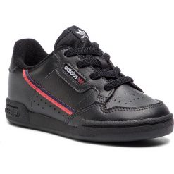 Buty adidas - Continental 80 I G28217 Cblack/Scarle/Conavy. Czarne półbuty dziewczęce Adidas, bez wzorów, ze skóry, bez zapięcia. W wyprzedaży za 149,00 zł.