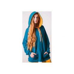 Large Blouse Zieleń morska+ kaptur musztardowy. Zielone bluzy damskie marki 3 for u, xl, z aplikacjami, bez rękawów, z kapturem. Za 199,00 zł.