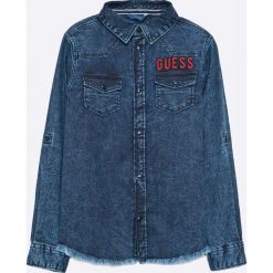 Guess Jeans - Koszula dziecięca 118-176 cm. Szare koszule męskie marki Guess Jeans, l, z haftami, z bawełny, z klasycznym kołnierzykiem, z długim rękawem. W wyprzedaży za 159,90 zł.