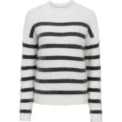 Sweter dzianinowy bonprix biel wełny - antracytowy w paski. Białe swetry klasyczne damskie bonprix, z dzianiny. Za 59,99 zł.