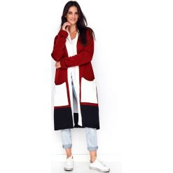 Kardigan maxi z kieszeniami bordo. Sukienki damskie e-margeritka.pl, na wiosnę, s, bez wzorów, z krótkim rękawem, długie, bez kaptura. Za 198,99 zł.