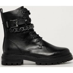 Marco Tozzi - Workery. Czarne workery damskie Marco Tozzi, ze skóry ekologicznej, bez obcasa, na obcasie, na sznurówki. Za 299,90 zł.
