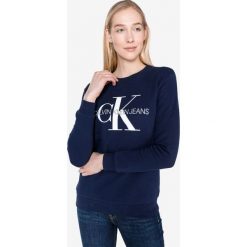Calvin Klein Bluza Niebieski. Niebieskie bluzy damskie Calvin Klein, s, z nadrukiem, z bawełny, bez rękawów, bez kaptura. Za 498,95 zł.