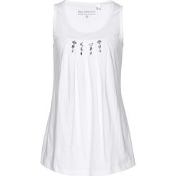 Top bonprix biało-srebrny. Białe topy damskie bonprix. Za 44,99 zł.