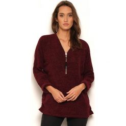 Sweter "Angie" w kolorze bordowym. Czerwone swetry damskie Manoukian, s, z aplikacjami, krótkie. W wyprzedaży za 109,95 zł.