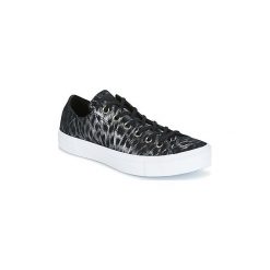 Buty Converse CHUCK TAYLOR ALL STAR SHIMMER SUEDE OX BLACK/BLACK/WHITE. Czarne trampki i tenisówki damskie Converse, bez wzorów, bez zapięcia. Za 319,20 zł.