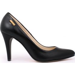 Szpilki - skóra naturalna - model 035 - kolor czarny lico. Czarne czółenka damskie Zapato, na imprezę, z nadrukiem, ze skóry, eleganckie, na wysokim obcasie, na obcasie, bez zapięcia. W wyprzedaży za 179,40 zł.