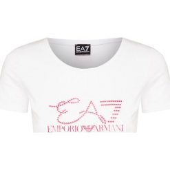 T-shirt EA7 EMPORIO ARMANI. Białe bluzki damskie EA7 Emporio Armani, z nadrukiem, z tkaniny, z okrągłym kołnierzem. W wyprzedaży za 204,00 zł.