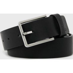 Calvin Klein - Pasek skórzany. Czarne paski męskie marki Calvin Klein, w paski, ze skóry. W wyprzedaży za 129,90 zł.