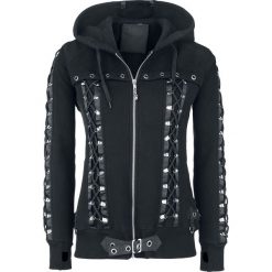 Bluzy damskie: Banned Corset Hoodie Bluza z kapturem rozpinana damska czarny