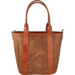 Skórzana torebka w kolorze jasnobrązowym - 27 x 32 x 12 cm. Brązowe torebki klasyczne damskie Classe Regina, w paski, z materiału. W wyprzedaży za 318,95 zł.