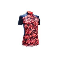 Koszulka krótki rękaw na rower 500 FLORAL damska. Różowe koszulki damskie TRIBAN, xl, bez wzorów, z elastanu, bez kołnierzyka, z krótkim rękawem. Za 69,99 zł.
