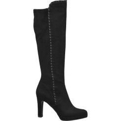 Kozaki damskie Catwalk czarne. Czarne buty zimowe damskie Catwalk, z materiału, na obcasie. Za 159,90 zł.