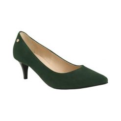 Buty ślubne damskie: Skórzane czółenka w kolorze zielonym
