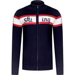 Sweter FUSALP SKIING. Niebieskie swetry męskie Fusalp, z nadrukiem, z dzianiny, ze stójką, bez kaptura. W wyprzedaży za 987,00 zł.
