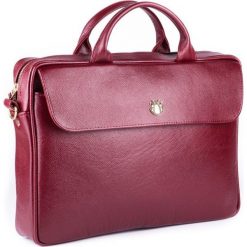 Skórzana torba aktówka damska na laptopa FELICE bordowa - Burgundowy. Czerwone aktówki damskie Felice, bez wzorów, z bawełny. Za 499,99 zł.