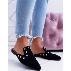 Lu Boo Damskie Klapki Mule Seniorita Czarne. Czarne kapcie damskie Tagless, z zamszu. Za 59,00 zł.